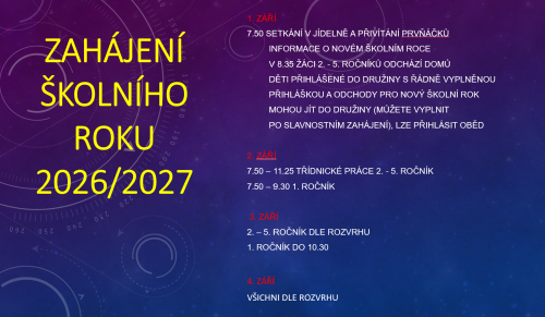 Zahájení školního roku 2026/2027